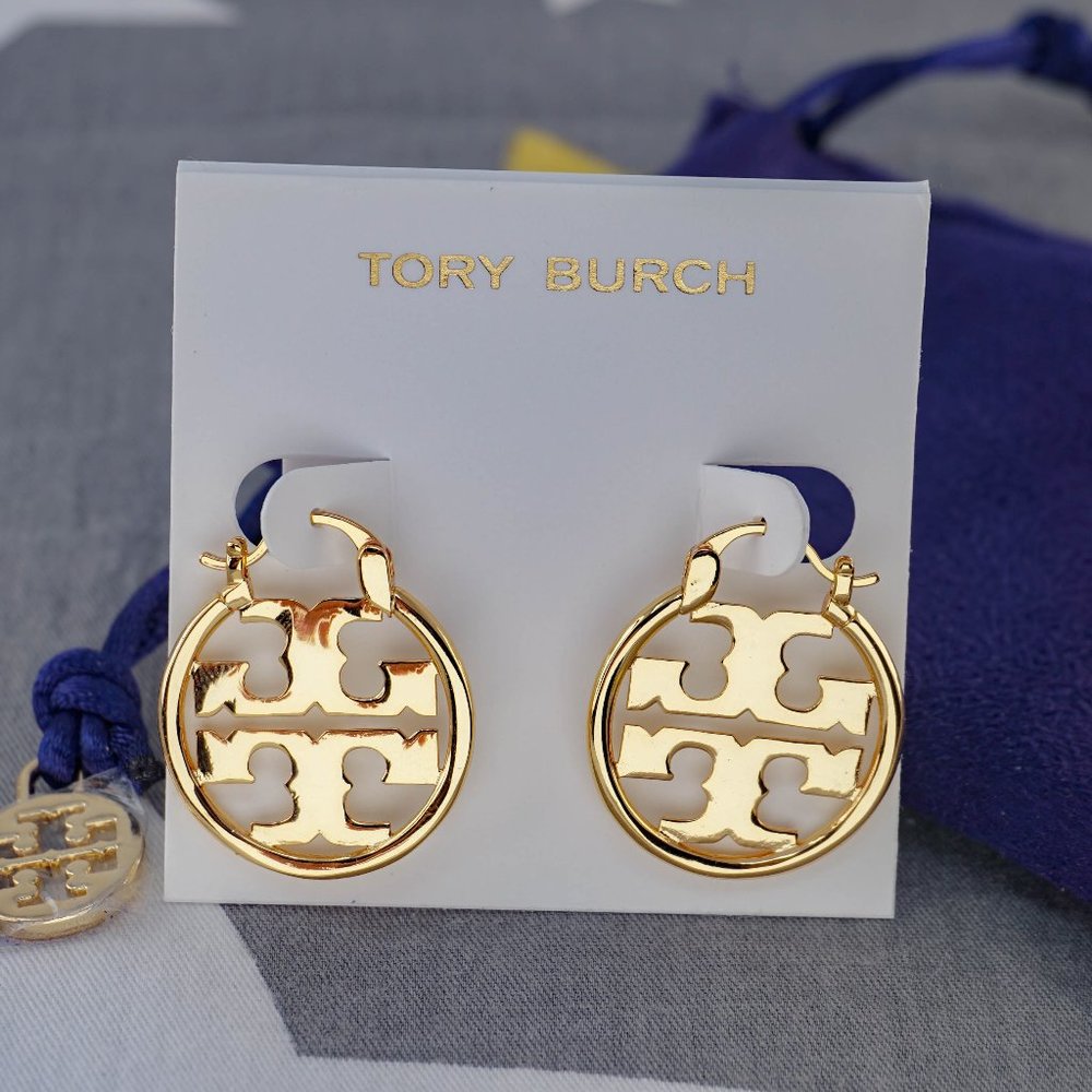 Tory Burch Miller Small Hoop Earrings in Gold (Brand New)